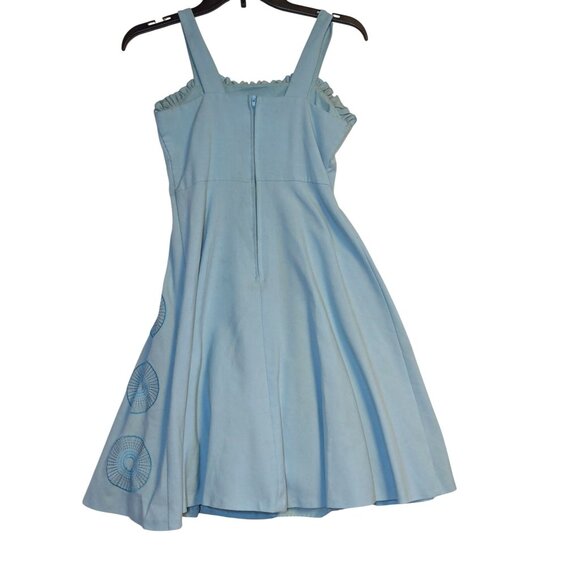 Rare Editions Girls Blue Sundress W/ Pleated Bodice & Embroidered Circle Pattern - Picture 4 of 6